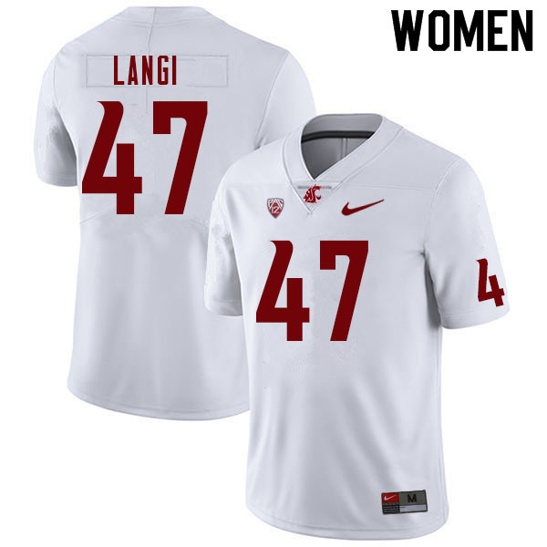 Women #47 Lolani Langi Washington State Cougars College Football Jerseys Sale-White